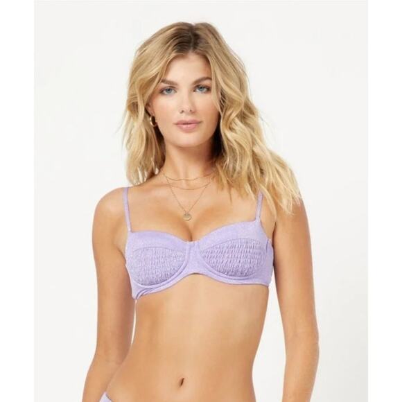 L*Space Marley Bikini Top in Amethyst Purple Metallic Size Small NWT Underwire - Picture 1 of 7